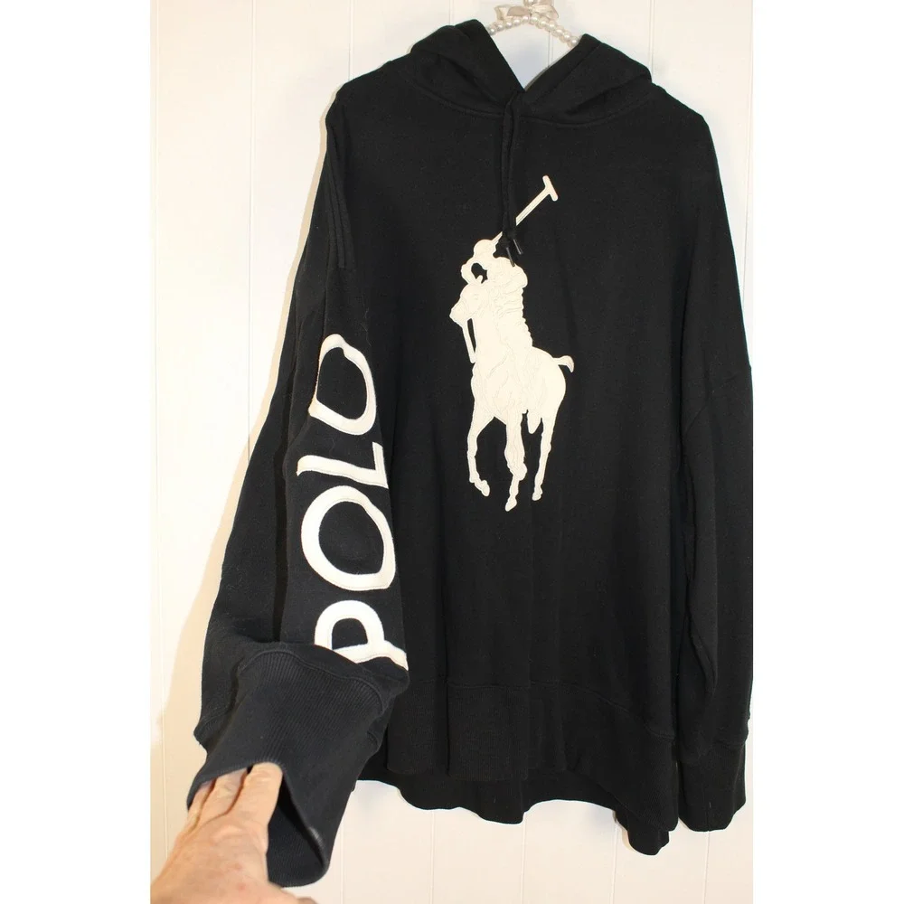 Polo Ralph Lauren Big Pony Black Hoodie Poncho Sweatshirt SZ M/L